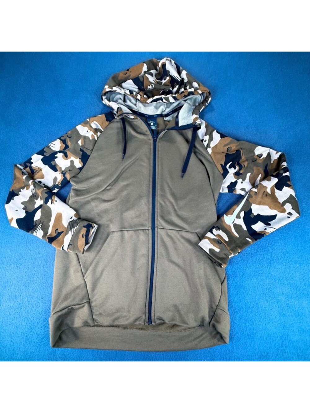 NIKE Camo Hoodie Jacket Sweater Dri-Fit Army Green Full-Zip Mens Size Medium